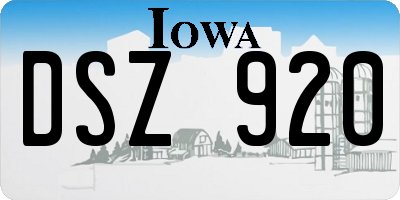 IA license plate DSZ920