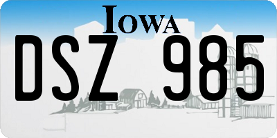 IA license plate DSZ985
