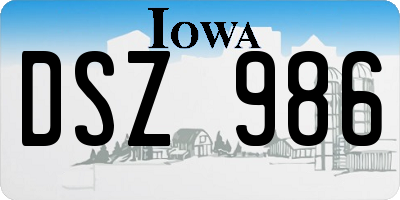 IA license plate DSZ986