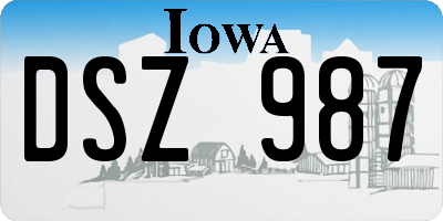 IA license plate DSZ987