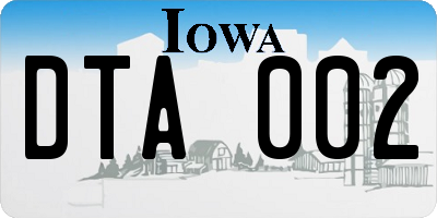 IA license plate DTA002