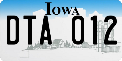 IA license plate DTA012