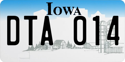 IA license plate DTA014