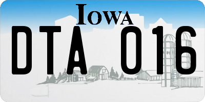 IA license plate DTA016