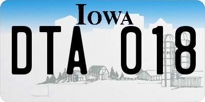 IA license plate DTA018