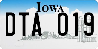 IA license plate DTA019
