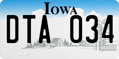 IA license plate DTA034