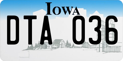 IA license plate DTA036