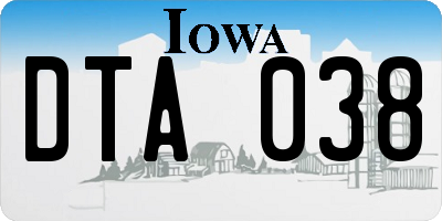 IA license plate DTA038