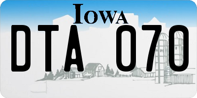 IA license plate DTA070