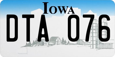 IA license plate DTA076