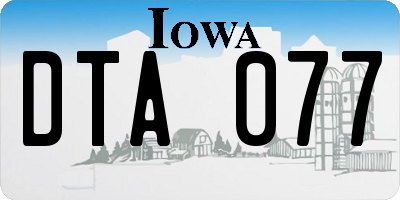 IA license plate DTA077