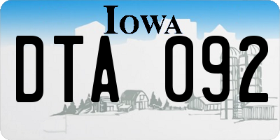 IA license plate DTA092