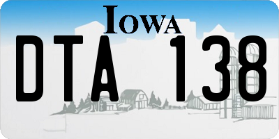 IA license plate DTA138