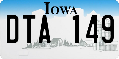 IA license plate DTA149