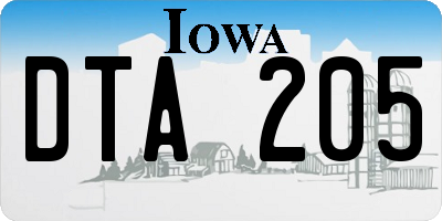 IA license plate DTA205