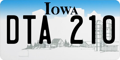 IA license plate DTA210