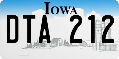 IA license plate DTA212