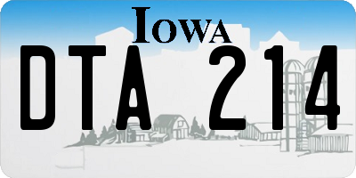 IA license plate DTA214