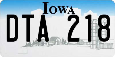 IA license plate DTA218