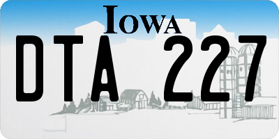 IA license plate DTA227