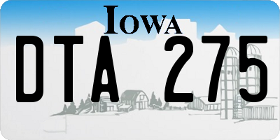 IA license plate DTA275