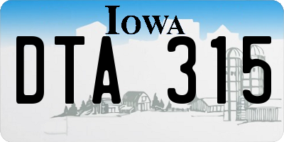 IA license plate DTA315