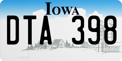 IA license plate DTA398