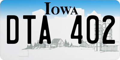 IA license plate DTA402