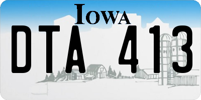 IA license plate DTA413