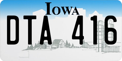 IA license plate DTA416