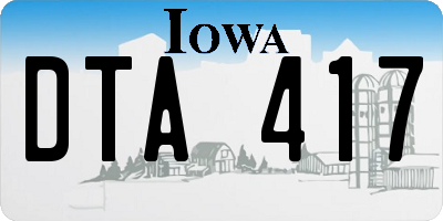 IA license plate DTA417