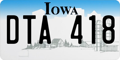 IA license plate DTA418