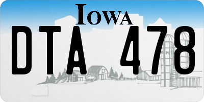 IA license plate DTA478