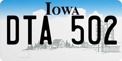 IA license plate DTA502