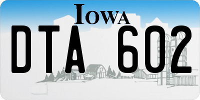 IA license plate DTA602