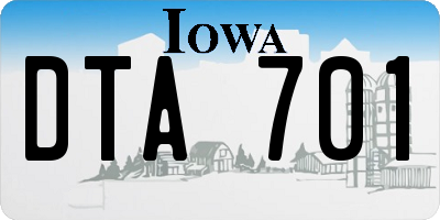 IA license plate DTA701