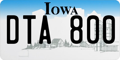 IA license plate DTA800