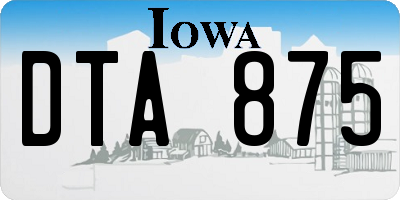 IA license plate DTA875