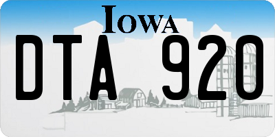 IA license plate DTA920