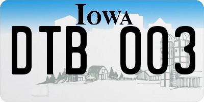 IA license plate DTB003