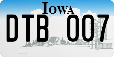 IA license plate DTB007