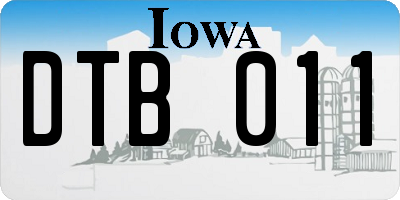 IA license plate DTB011