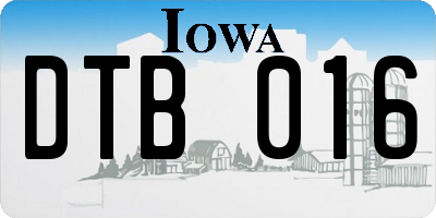 IA license plate DTB016
