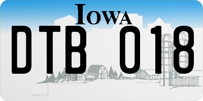 IA license plate DTB018