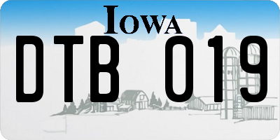 IA license plate DTB019
