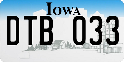 IA license plate DTB033