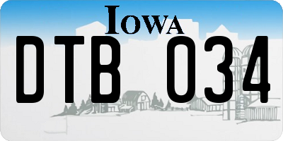 IA license plate DTB034