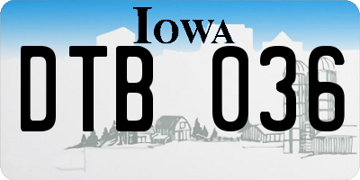 IA license plate DTB036