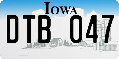 IA license plate DTB047
